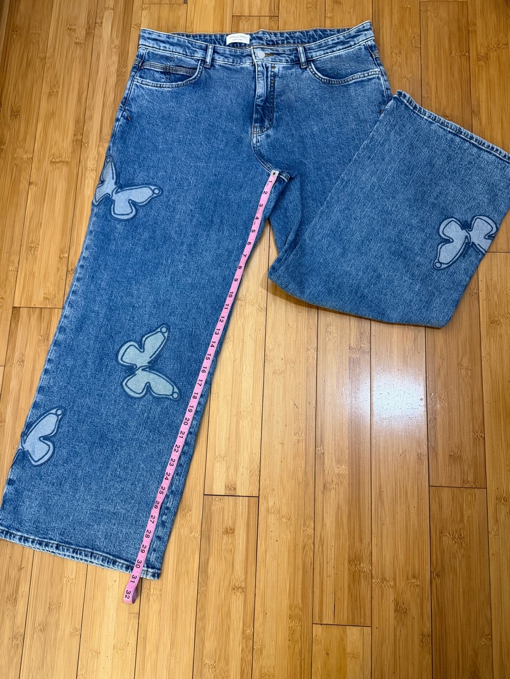 Anthropologie Pilcro Butterfly Low-Slung Wide-Leg Jeans Size 33 - Picture 13 of 14